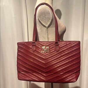 Badgley Mischka Quilt Tote Purse Large Red